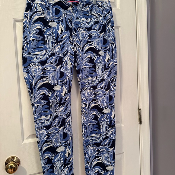Lilly Pulitzer blue and white print pants. - Picture 2 of 5